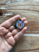 Load image into Gallery viewer, Butterfly Watercolor Hand Painted Necklace, Original Art Pendant, Special Gifts for Her