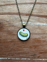 Load image into Gallery viewer, Pickle Love Pendant, Original Watercolor Hand Painted Necklace