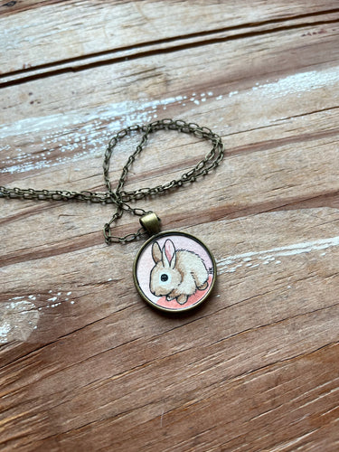 Bunny Necklace - Original Hand Painted Necklace