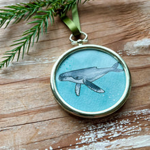 Load image into Gallery viewer, Whale Ornament, Hand Painted Ornament, Humpback Whale Original Watercolor Painting, Holiday Christmas Tree Ornament