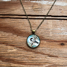 Load image into Gallery viewer, Chickadee Art, Hand Painted Necklace, Chickadee Watercolor Pendant