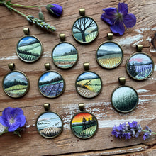 Load image into Gallery viewer, Landscape Art with Forest of Trees, Hand Painted Necklace, Original Watercolor Painting