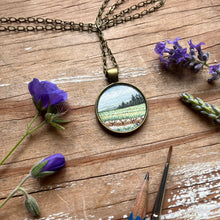 Load image into Gallery viewer, Vineyard Landscape Art, Hand Painted Necklace, Original Watercolor Painting