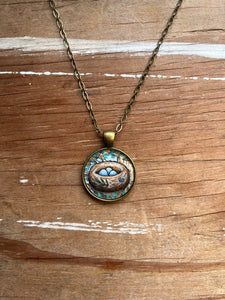 Bird Nest Necklace, Watercolor Hand Painted Necklace, Original Art Pendant
