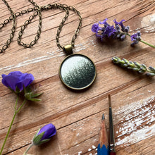 Load image into Gallery viewer, Landscape Art with Forest of Trees, Hand Painted Necklace, Original Watercolor Painting