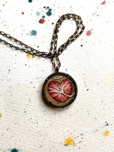 Midwife Gift, Placenta Art Pendant, Original Hand Painted Necklace, Birth Worker Placenta Jewelry MADE TO ORDER