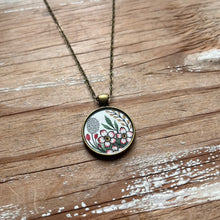 Load image into Gallery viewer, Vintage Florals Pink Wildflowers, Hand Painted Necklace, Inspired by Vintage Floral Fabric, Original Watercolor Painting
