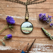 Load image into Gallery viewer, Vineyard Landscape Art, Hand Painted Necklace, Original Watercolor Painting