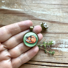 Load image into Gallery viewer, Fox Love Original Hand Painted Necklace, Cute Fox Illustration