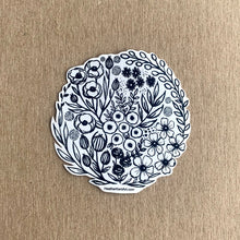 Load image into Gallery viewer, Black &amp; White Vintage Florals Vinyl Sticker, 3 inch, FREE SHIPPING