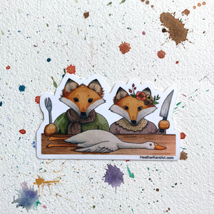 The Fox and His Wife Vinyl Sticker, 3 inch, FREE SHIPPING