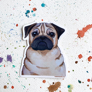 Pug Dog Vinyl Stickers, 3 inch, Doggos Sticker, FREE SHIPPING