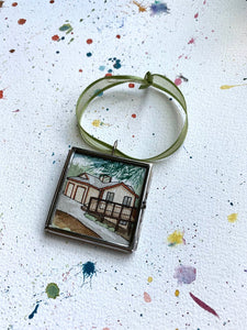 Custom House Portrait - Original Watercolor House Painting Portrait Ornament - Personalized Ornament Painting