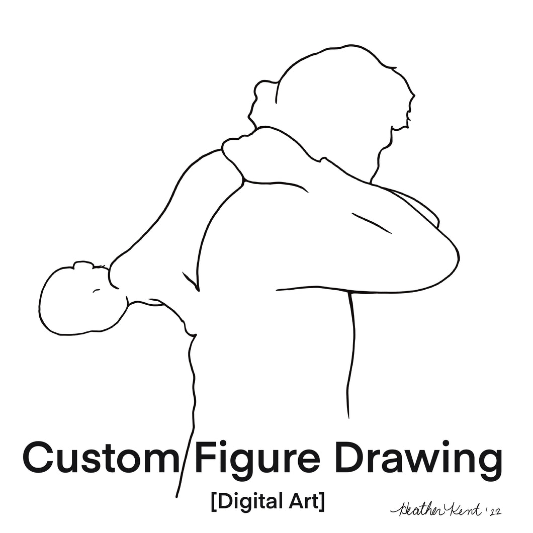 Custom Figure Drawing, Digital Minimalist Art - 8x10in Art Print