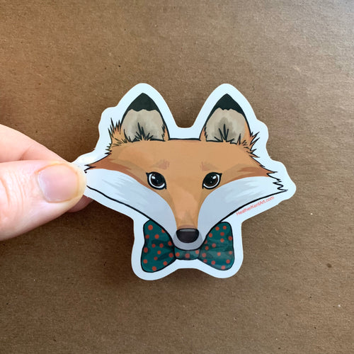 Mr Fox in a Bow Tie Vinyl Sticker, 3 inch, FREE SHIPPING