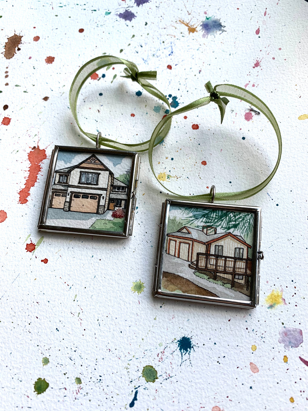 Custom House Portrait - Original Watercolor House Painting Portrait Ornament - Personalized Ornament Painting