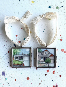 Custom House Portrait - Original Watercolor House Painting Portrait Ornament - Personalized Ornament Painting