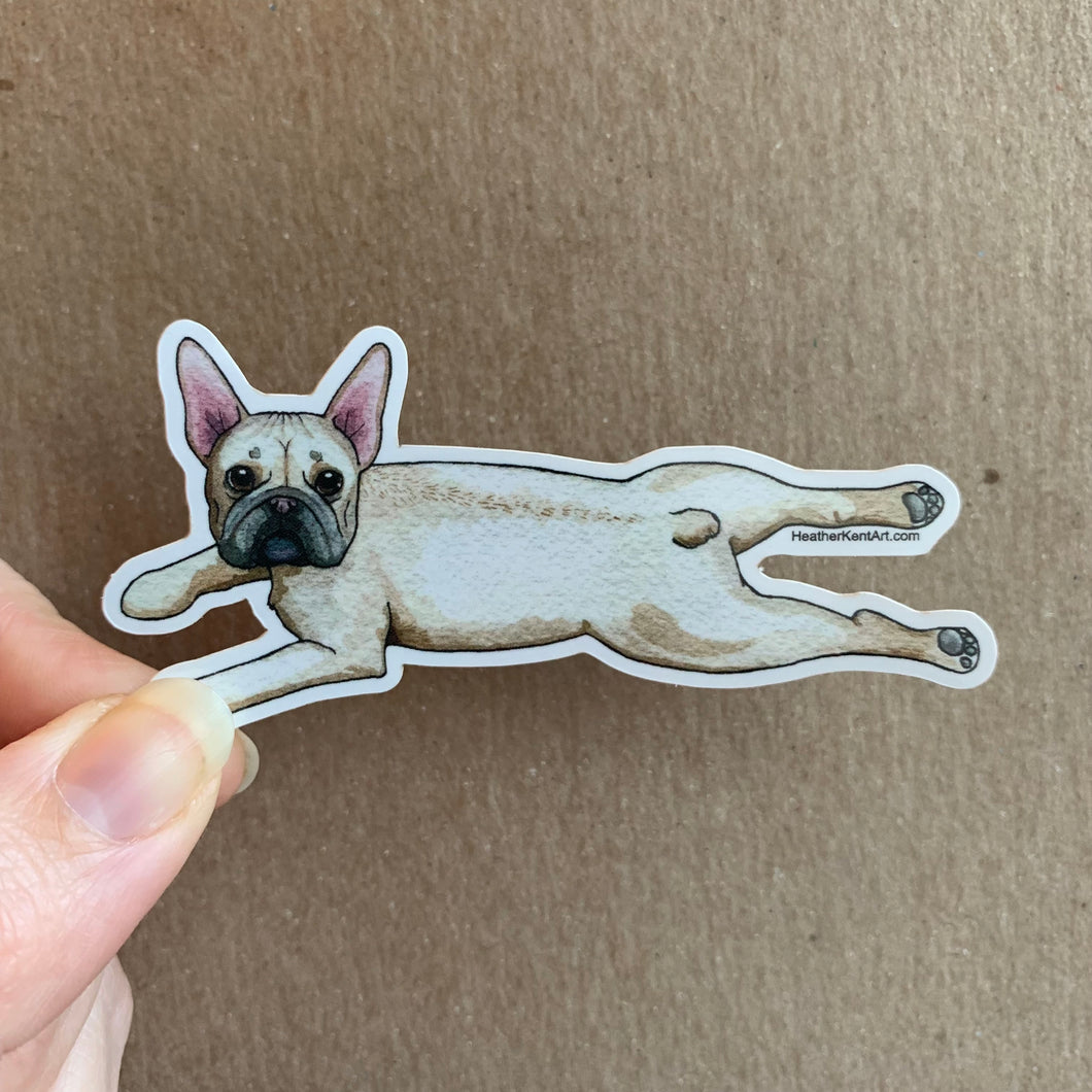French Bulldog Laying Down Dog Vinyl Stickers, 3 inch, Doggos Sticker, FREE SHIPPING