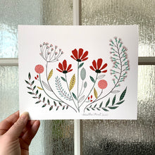 Load image into Gallery viewer, Vintage Florals Wildflower Bouquet Fine Art Print, Botanical Print of Original Digital Drawing, 8x10in