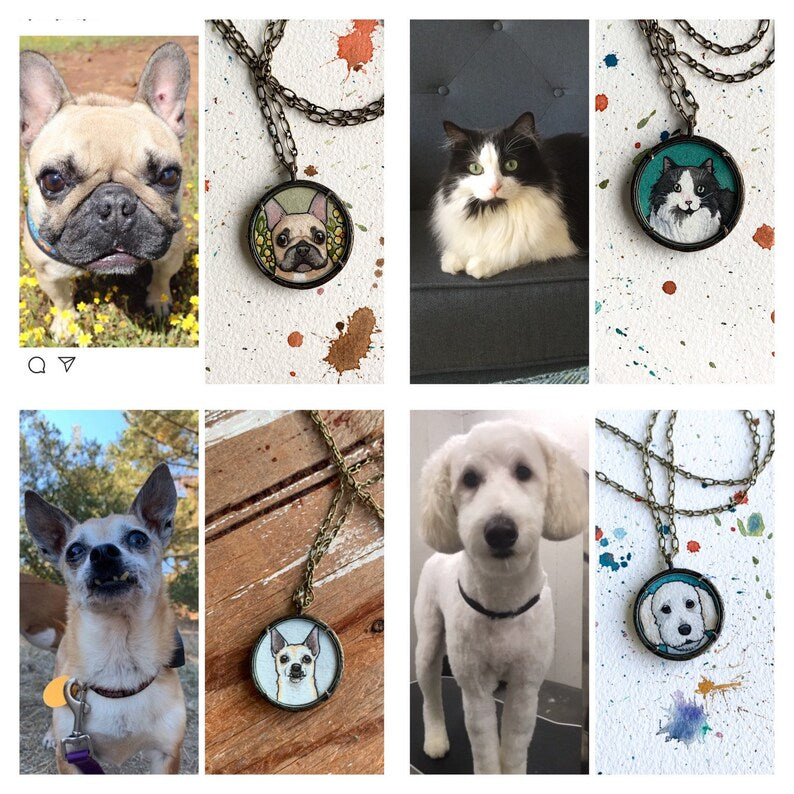 Custom Hand Painted Watercolor Necklace of Your Choice
