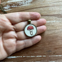 Load image into Gallery viewer, Toadstool Mushroom Necklace, Original Watercolor Hand Painted Necklace