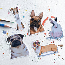 Load image into Gallery viewer, Pug Dog Vinyl Stickers, 3 inch, Doggos Sticker, FREE SHIPPING