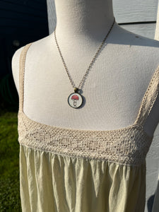 Toadstool Mushroom Necklace, Original Watercolor Hand Painted Necklace
