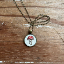 Load image into Gallery viewer, Toadstool Mushroom Necklace, Original Watercolor Hand Painted Necklace