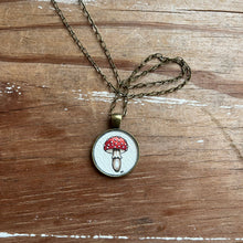 Load image into Gallery viewer, Toadstool Mushroom Necklace, Original Watercolor Hand Painted Necklace