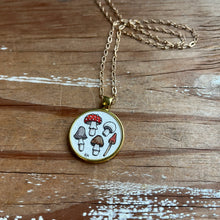 Load image into Gallery viewer, Mushrooms Pendant, Original Watercolor Hand Painted Necklace