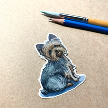 Load image into Gallery viewer, Yorkie Dog Vinyl Stickers, 3 inch, Doggos Sticker, Yorkshire Terrier Art