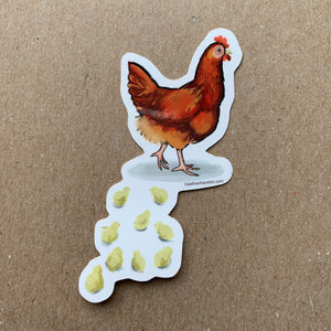 Mama Hen, Chicken with Chicks Vinyl Sticker, 3 inch, Mother's Day - Free Shipping