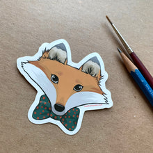 Load image into Gallery viewer, Mr Fox in a Bow Tie Vinyl Sticker, 3 inch, FREE SHIPPING