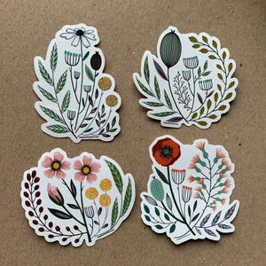 Vintage Florals, Red Poppy, Vinyl Sticker, 3 inch, FREE SHIPPING