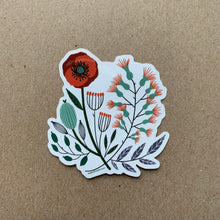 Load image into Gallery viewer, Vintage Florals, Red Poppy, Vinyl Sticker, 3 inch, FREE SHIPPING