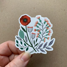 Load image into Gallery viewer, Vintage Florals, Red Poppy, Vinyl Sticker, 3 inch, FREE SHIPPING