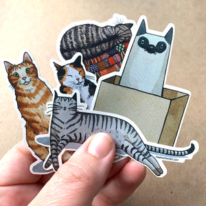 Gray Tabby Cat Sleeping -  Vinyl Decal Sticker, 3 inch, FREE SHIPPING